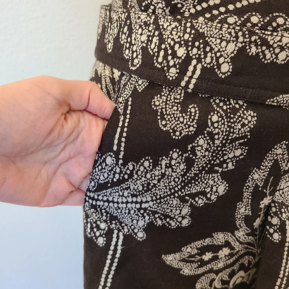 Carolina Herrera Brown Floral Printed Wool Blend Skirt